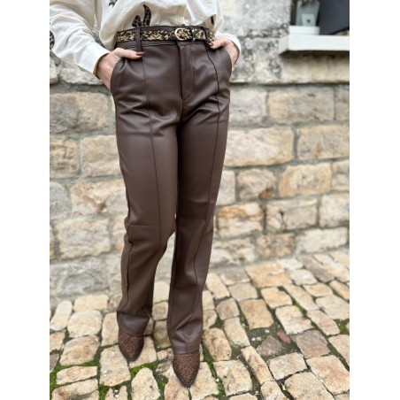 pantalon norman marron/simili/marron/chocolat/tendance/automne-hiver