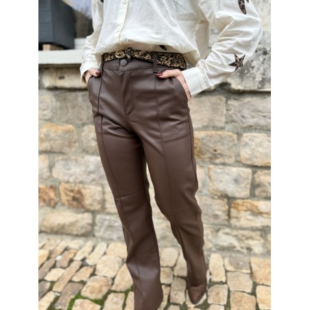 pantalon norman marron/simili/marron/chocolat/tendance/automne-hiver