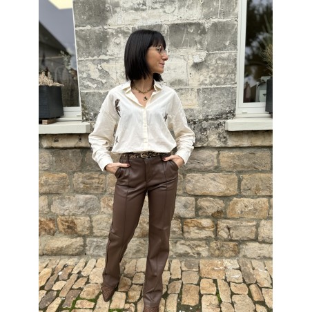 pantalon norman marron/simili/marron/chocolat/tendance/automne-hiver