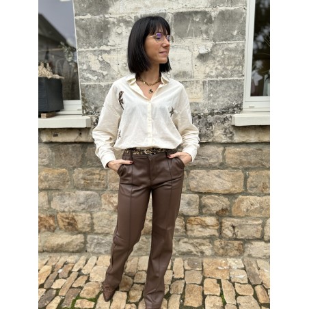 pantalon norman marron/simili/marron/chocolat/tendance/automne-hiver