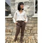 pantalon norman marron/simili/marron/chocolat/tendance/automne-hiver