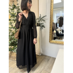 Robe longue noire à pois pailletés - Élégance et éclat