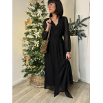 Robe longue noire à pois pailletés - Élégance et éclat