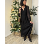 Robe longue noire à pois pailletés - Élégance et éclat