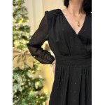 Robe longue noire à pois pailletés - Élégance et éclat