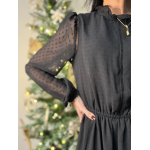 Robe noire élégante femme avec manches en transparence - Chic et raffinée