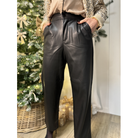 Pantalon noir en simili cuir femme - Élégance et audace au quotidien