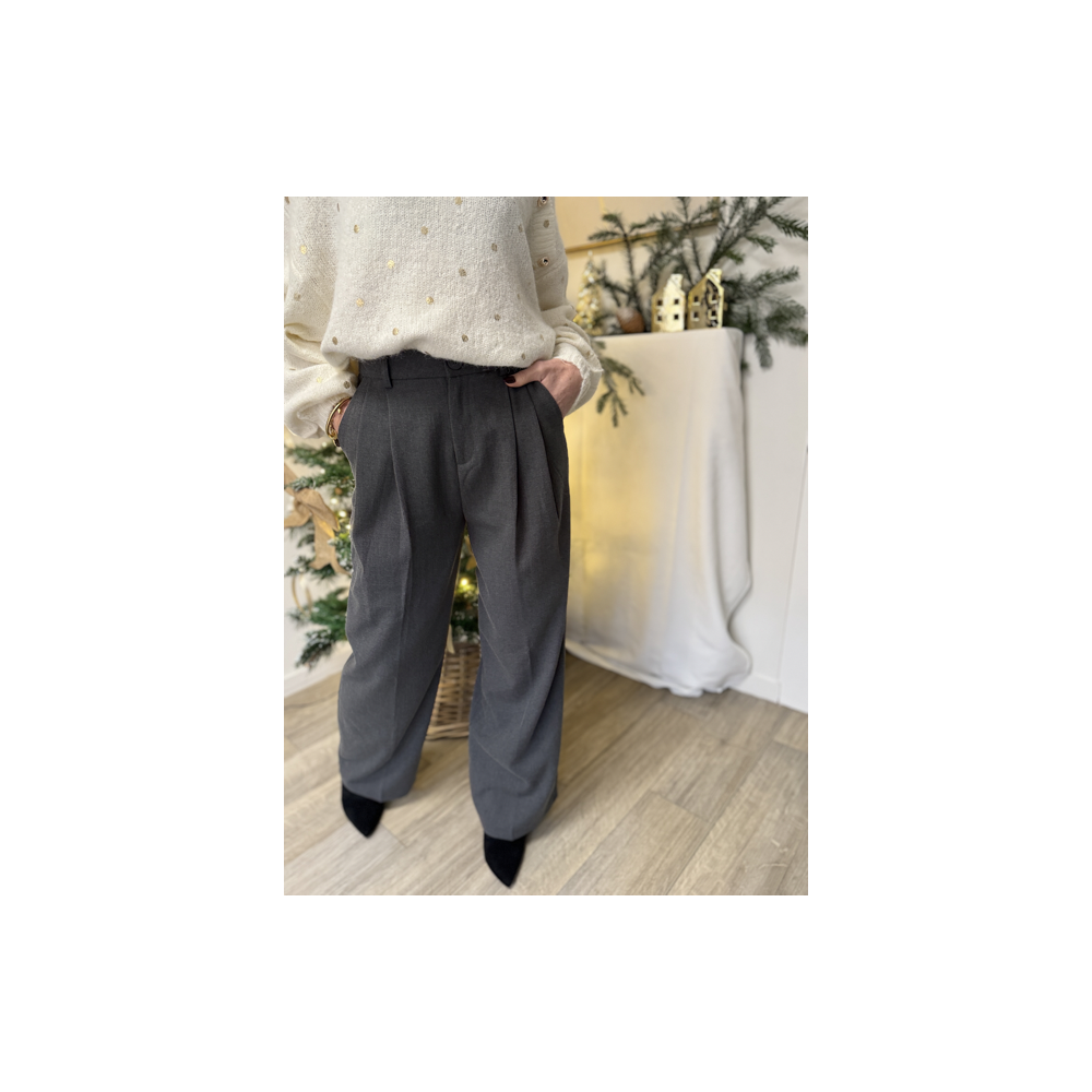 pantalon de tailleur gris flannelle - intemporelle - look de tous les jours