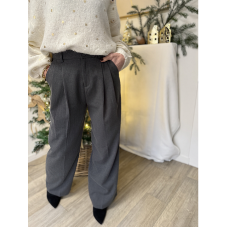 pantalon de tailleur gris flannelle - intemporelle - look de tous les jours