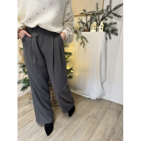 pantalon de tailleur gris flannelle - intemporelle - look de tous les jours