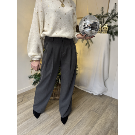 pantalon de tailleur gris flannelle - intemporelle - look de tous les jours