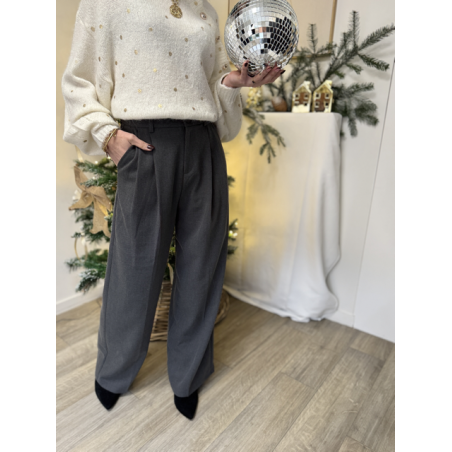 pantalon de tailleur gris flannelle - intemporelle - look de tous les jours