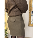 Short taupe en flanelle taille haute-Short taille haute-Chic et élégant-automne-hiver