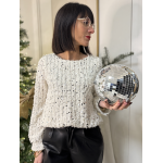 Pull joli dos blanc à sequins – Élégance et brillance pour vos soirées