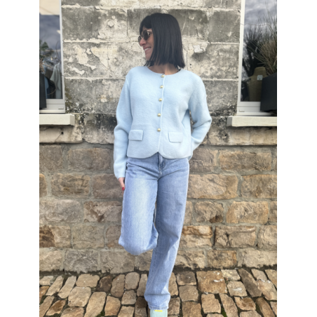 Cardigan Bleu Ciel - Élégance et Douceur pour Tous Vos Looks