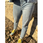 Pantalon Bleu Clair à Imprimé Cœurs Gris - Originalité et Douceur