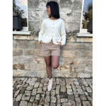 Short beige Taille Haute avec Ceinture Camel - Élégance et Style Assuré