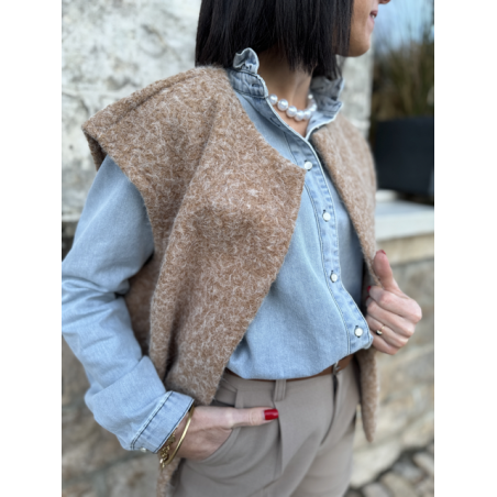 Gilet Sans Manches Zoé Camel - Douceur et Style Décontracté