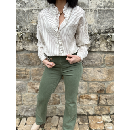 Jean Taille Haute Vert Kaki - Chic et Originalité