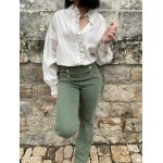 Jean Taille Haute Vert Kaki - Chic et Originalité