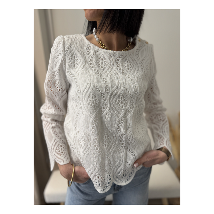 Blouse Blanche en Dentelle - Élégance et Raffinement