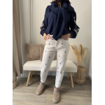 Blouse bleu marine brodée - Élégance et confort pour un style raffiné