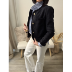 Veste courte en tweed bleu marine – Élégance & style intemporel