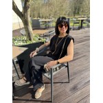 Sandales compensées en paille noir et beige – Melle Jeanne