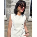 Boléro sans manches avec boutons dorés – Accessoire tailleur chic | Melle Jeanne
