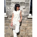 Boléro sans manches avec boutons dorés – Accessoire tailleur chic | Melle Jeanne