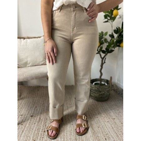 Jean Droit taupe avec Revers – Confort & Style | Indispensable Mode