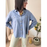 Chemise en jean oversize – Poches & boutons dorés | La Dolce Vibe