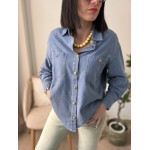 Chemise en jean oversize – Poches & boutons dorés | La Dolce Vibe