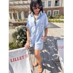 Combi-short en jean clair manches courtes – Look estival casual | La Dolce Vibe