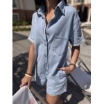 Combi-short en jean clair manches courtes – Look estival casual | La Dolce Vibe