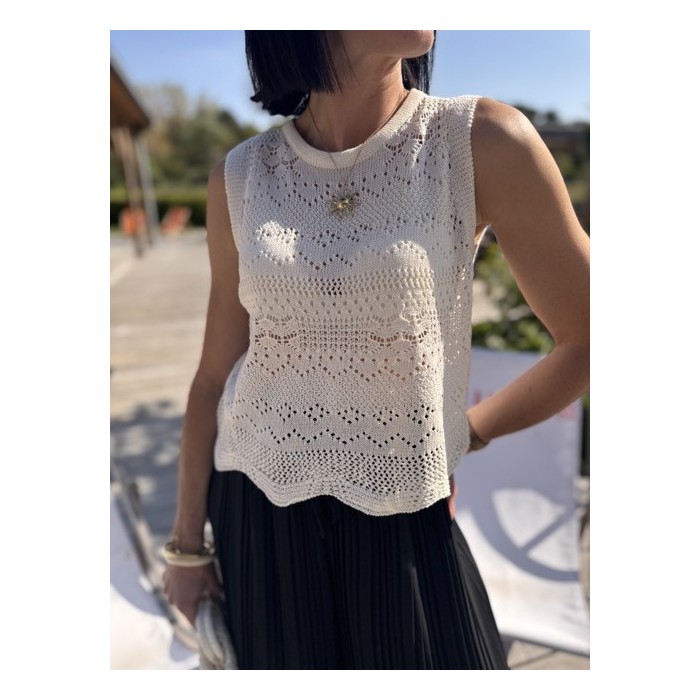 Top en crochet écru – Melle Jeanne | Look bohème chic