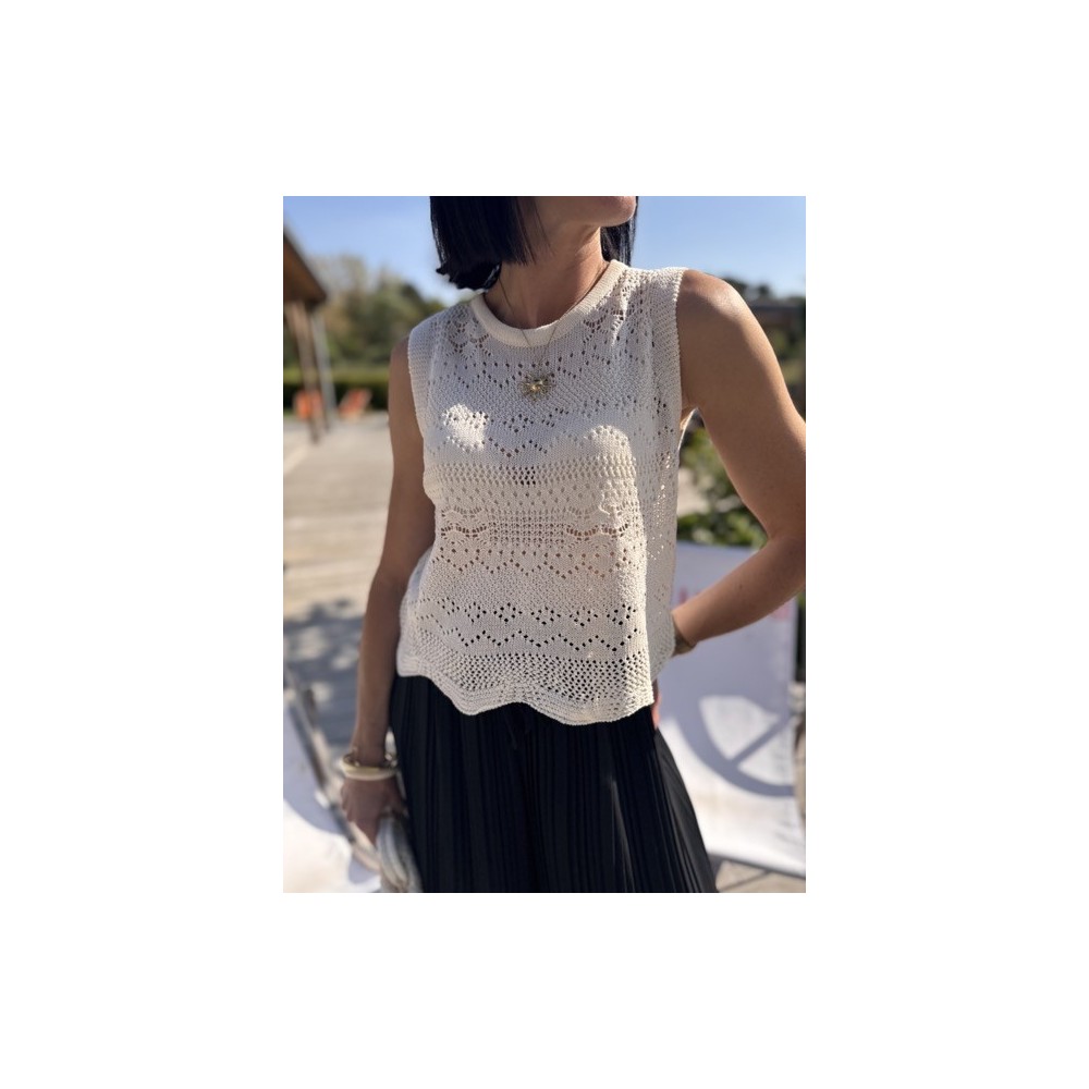 Top en crochet écru – Melle Jeanne | Look bohème chic