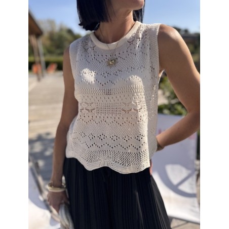 Top en crochet écru – Melle Jeanne | Look bohème chic