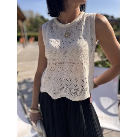 Top en crochet écru – Melle Jeanne | Look bohème chic