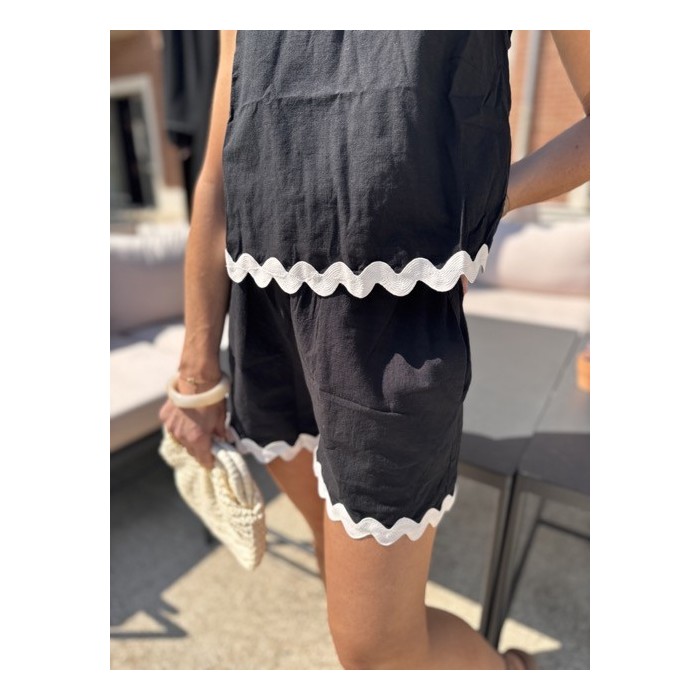 Short noir en lin festonné – Melle Jeanne |  estivale et confort