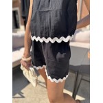 Short noir en lin festonné – Melle Jeanne |  estivale et confort