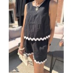 Short noir en lin festonné – Melle Jeanne |  estivale et confort