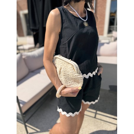 Short noir en lin festonné – Melle Jeanne |  estivale et confort