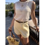 Short jaune à plis et ceinture – Melle Jeanne | Chic estival et confort
