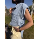 Blouse à épaulettes fluide – Melle Jeanne | Élégance structurée et confort