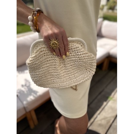 Pochette en paille fermoir claper – Melle Jeanne | Élégance bohème
