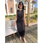Robe longue camel avec bijou ceinturant – La Dolce Vibe