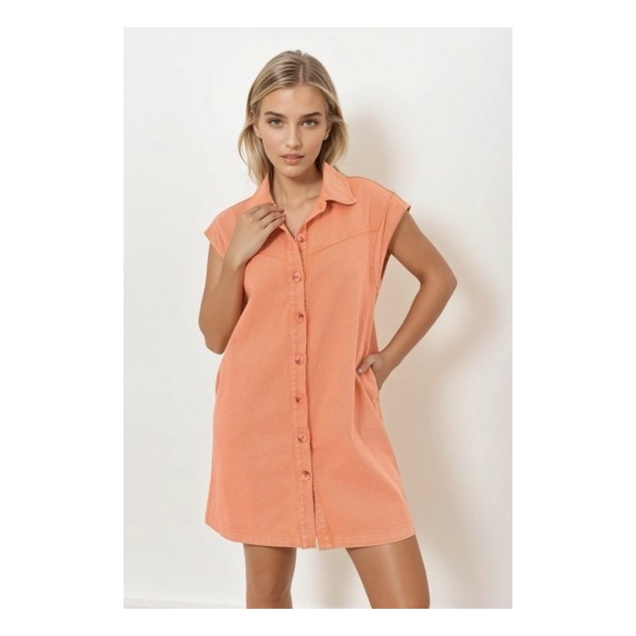 Robe chemise en jean corail – Look estival et tendance | Melle Jeanne