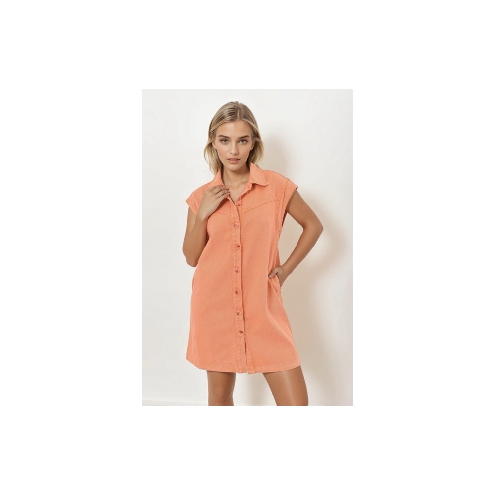 Robe chemise en jean corail – Look estival et tendance | Melle Jeanne Robe chemise en jean corail – Look estival et tendance | Melle Jeanne