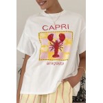 Tee-shirt Capri blanc imprimé homard – Taille unique | La Dolce Vibe